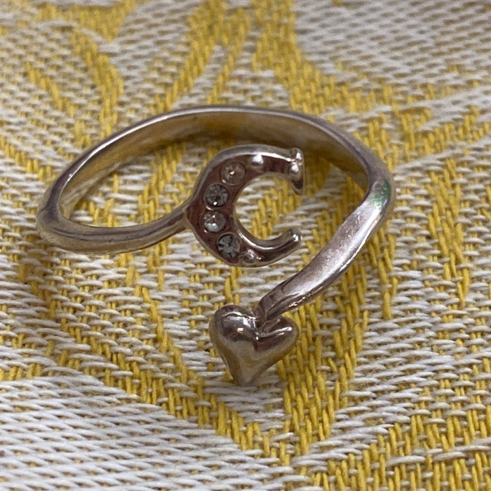 💖Vintage Avon Sterling Silver Crescent Moon & Heart Ring
